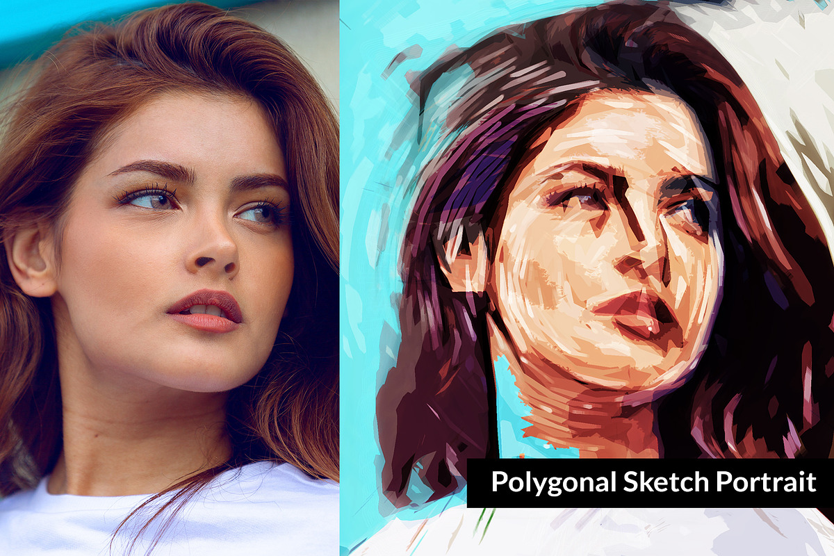 Polygonal Sketch Portrait, an Action Add-On by PSD Action (Photo 2 of 3)