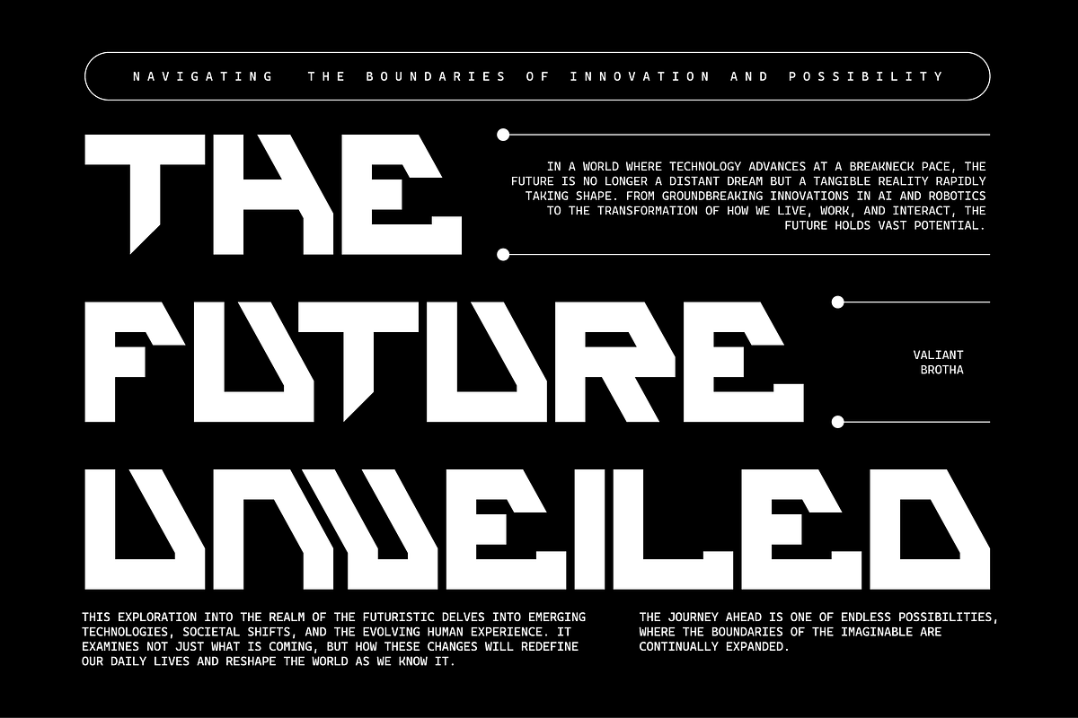 VB DeckOne - Futuristic Font, a Sans Serif Font by VALIANTBROTHA (Photo 5 of 9)