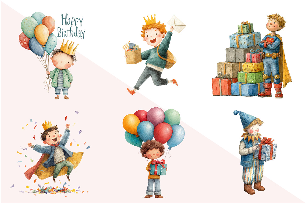 Birthday Boy Clipart, an Illustration by Design Market (Photo 2 of 3)