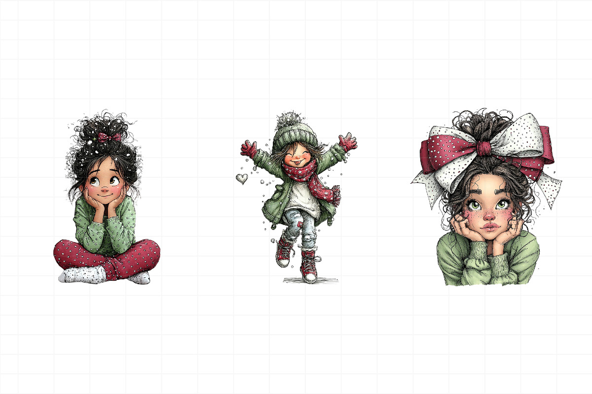 Whimsical Christmas Girl Clipart, an Illustration by Daily.Designs (Photo 6 of 8)