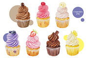 Watercolor cupcakes, a Food Illustration by Blowballmay (Thumbnail 2 of 3)