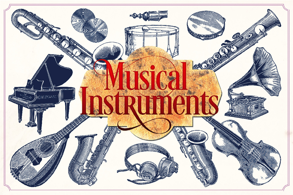 Vintage Musical Instruments, a Technology Illustration by Mr Vintage