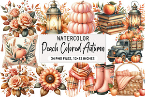 Watercolor Peach Colored Autumn, an Illustration by DreamArtGraphic