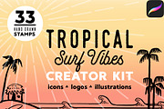 Tropical Surf Vibes-Procreate Stamps, an Icon by Walking_Designs (Thumbnail 1 of 7)