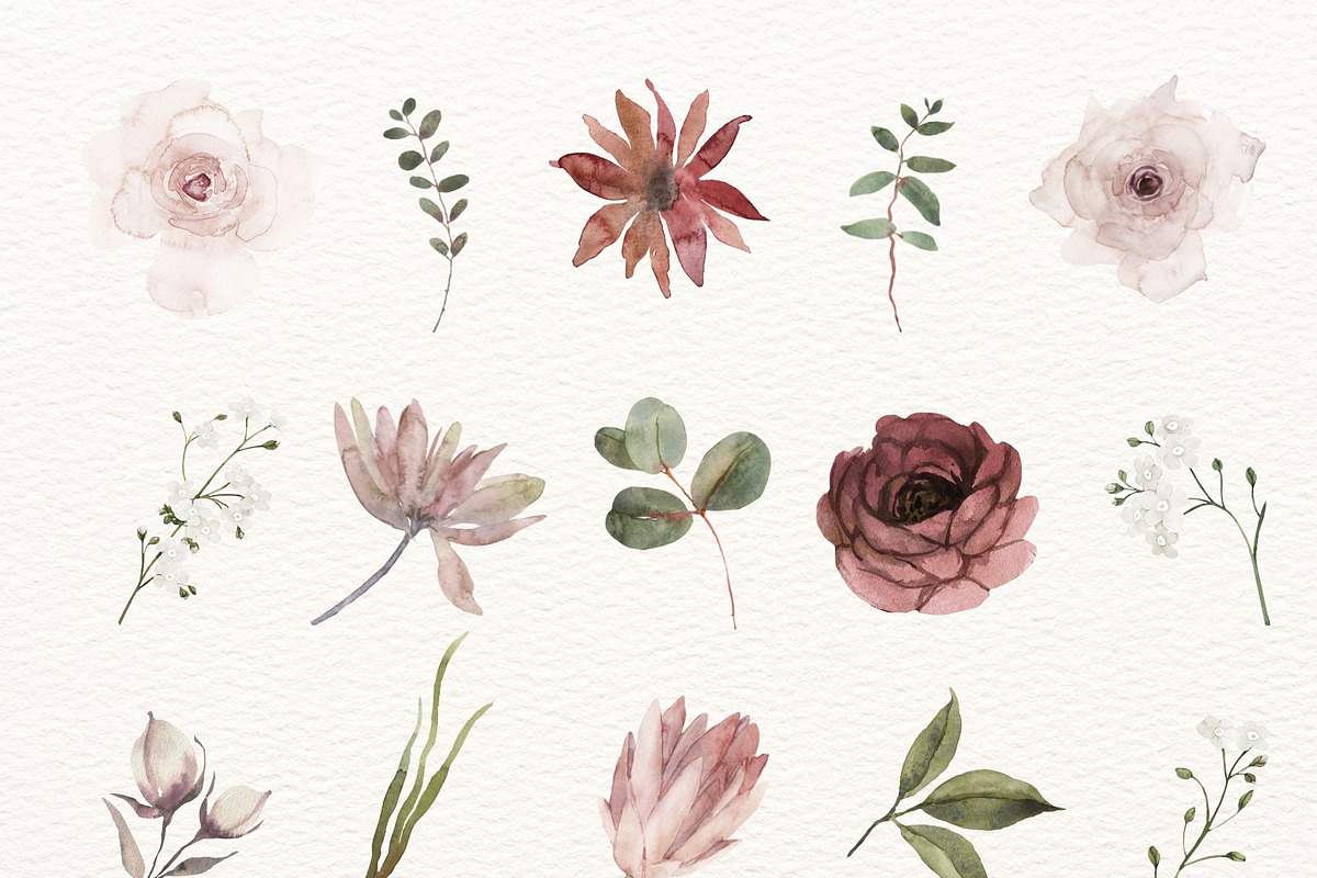 Graciela watercolor clipart, a Decorative Illustration by AnnelyBlooms (Photo 3 of 7)