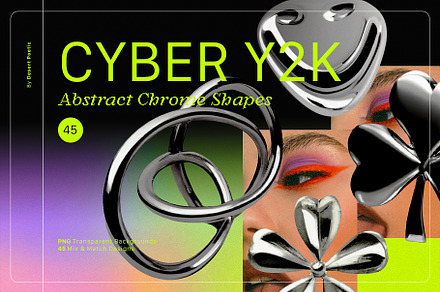 CYBER Y2K Chrome Shapes