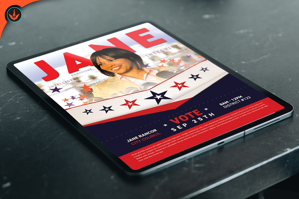 Vote Jane V3 Political Flyer, a Flyer Template by SeraphimChris (Photo 3 of 3)