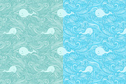 Whale in the sea waves patterns set., a Pattern Graphic by odpium (Thumbnail 3 of 4)