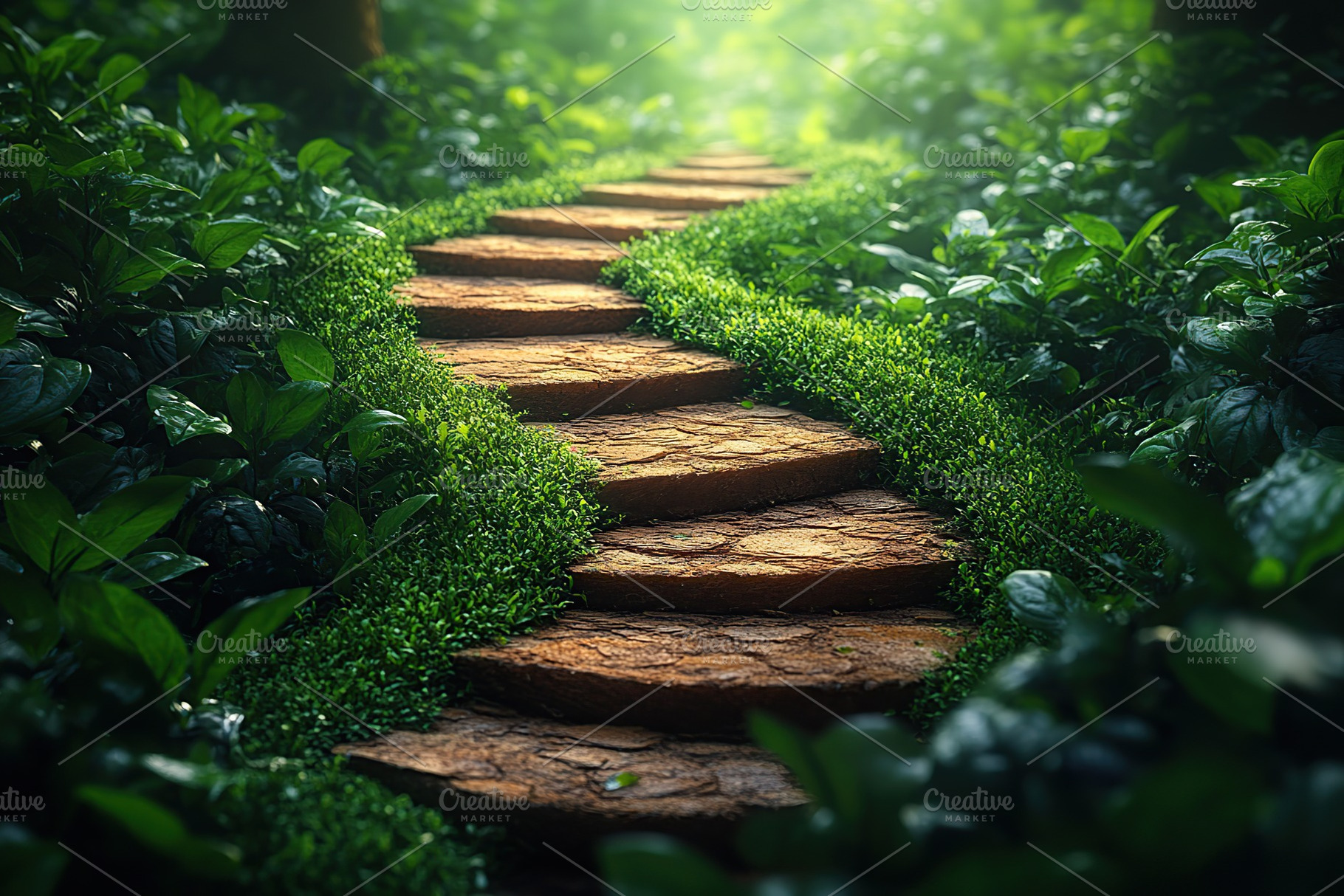 Winding path in the park with sunlights, a Nature Photo by AlyaAnd