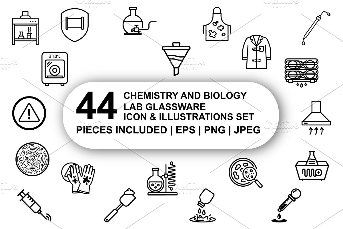 Chemistry & biology lab Icon Set, an Outline Icon by Nurlan's shop (Photo 1 of 6)