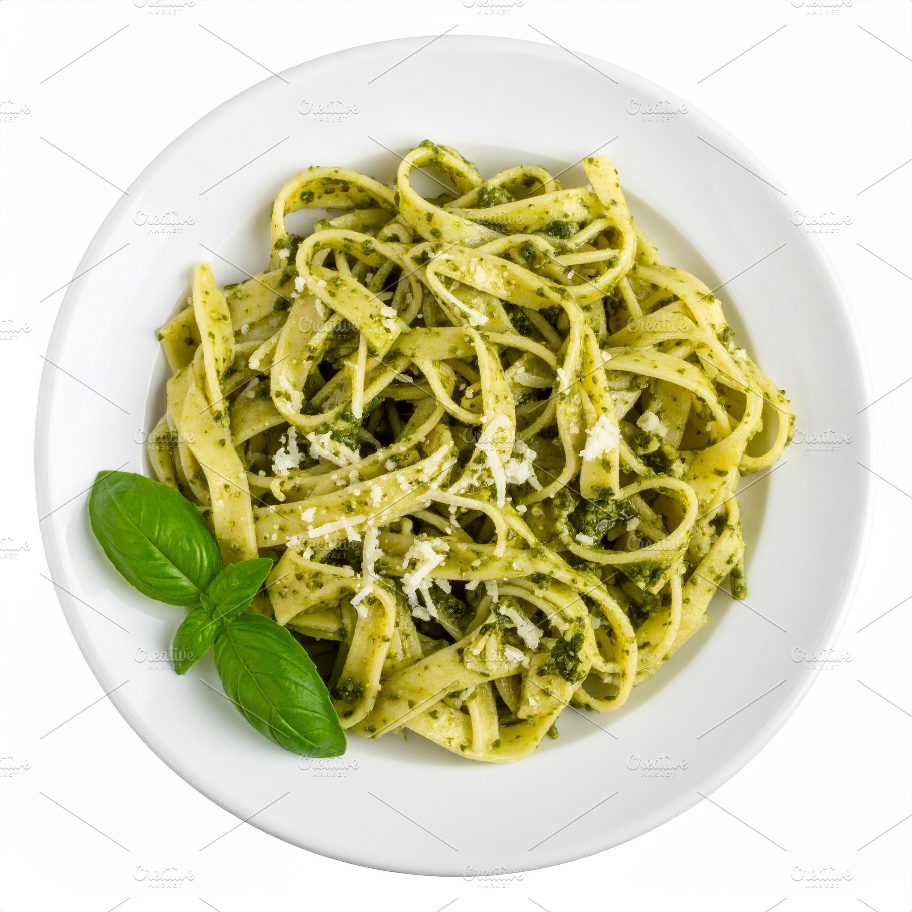 tagliatelle pesto food AI generated, a Photo by WorldOfPhotos