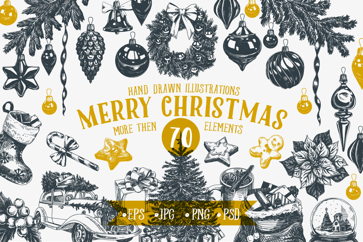 Hand drawn christmas Illustrations, a Decorative Illustration by Natalya Levish (Photo 1 of 5)
