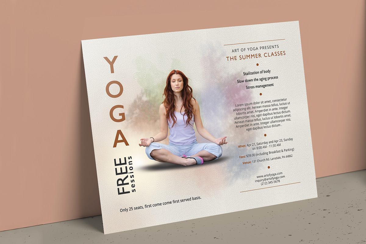 Simple Yoga Flyer Templates, a Flyer Template by Aabhaas (Photo 3 of 4)