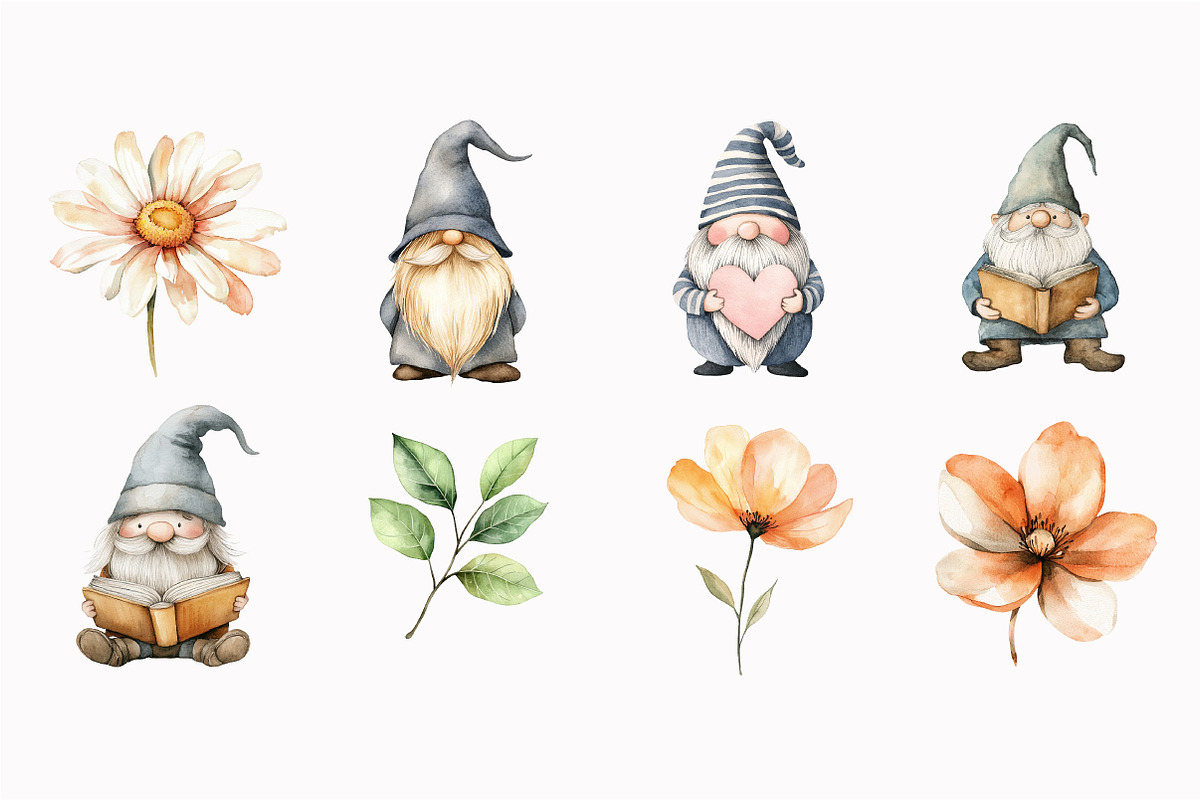 Watercolor Beige Gnomes Clipart, an Illustration by Design Market (Photo 4 of 4)