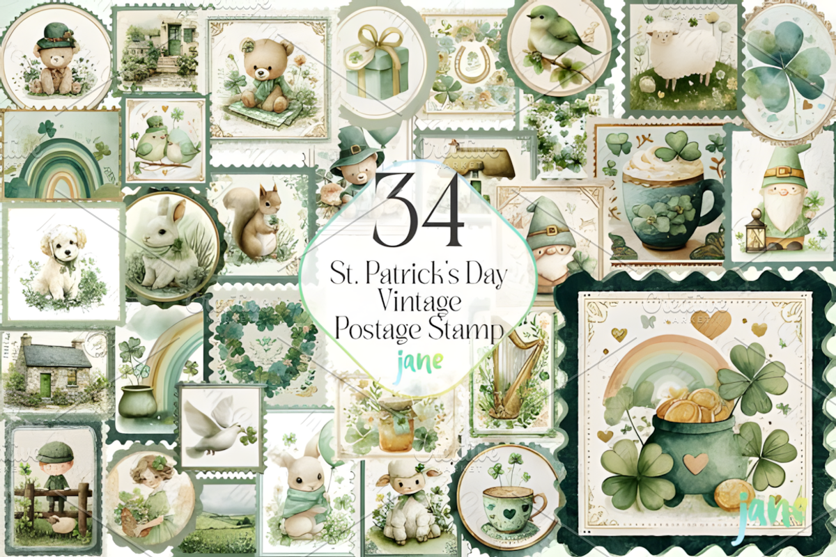 St. Patrick’s Day Vintage Postage, a Decorative Illustration by Design Station (Photo 1 of 7)