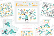 Cute Crocodiles & Cacti, an Animal Illustration by AllNikArt (Thumbnail 1 of 7)
