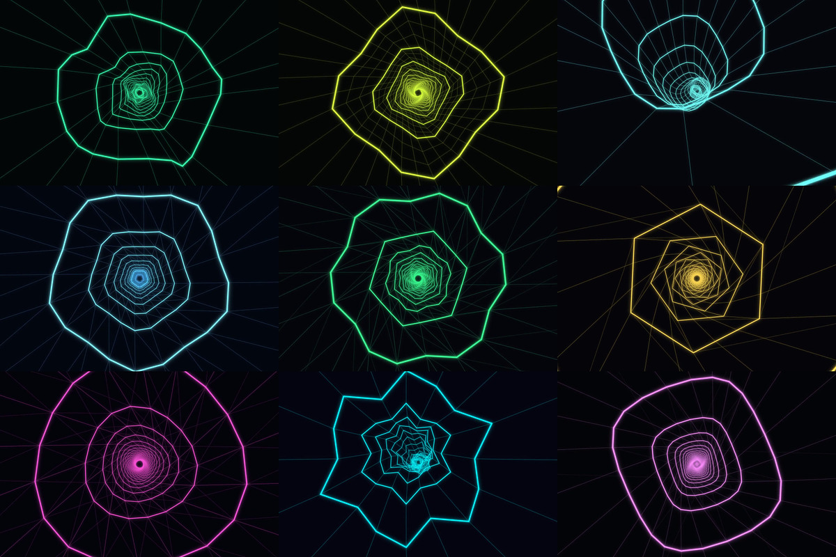 Infinite Neon Tunnels: 4K Loops, a Background Graphic by cheapmotiongraphics (Photo 7 of 7)