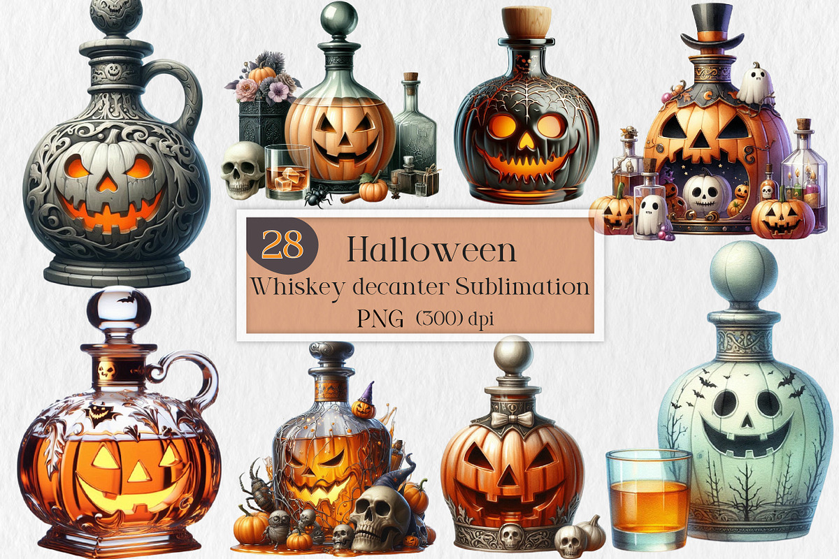 Halloween Whiskey decanter Clipart, an Illustration by Creative Art (Photo 1 of 4)