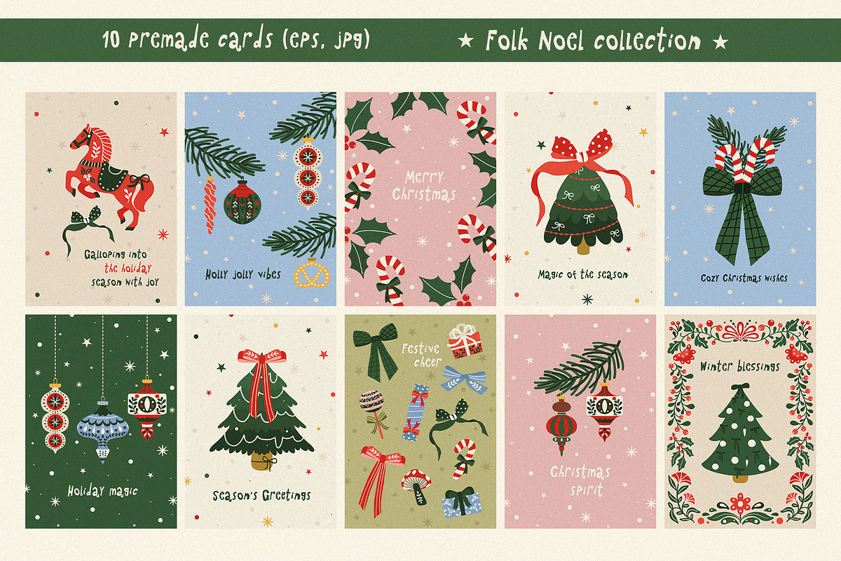 Christmas Folk Art graphic set, a Seasonal Illustration by Madiwaso (Photo 9 of 13)