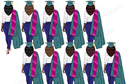 Graduation Girls Clipart, an Education Illustration by GlamArtZhanna (Thumbnail 5 of 11)