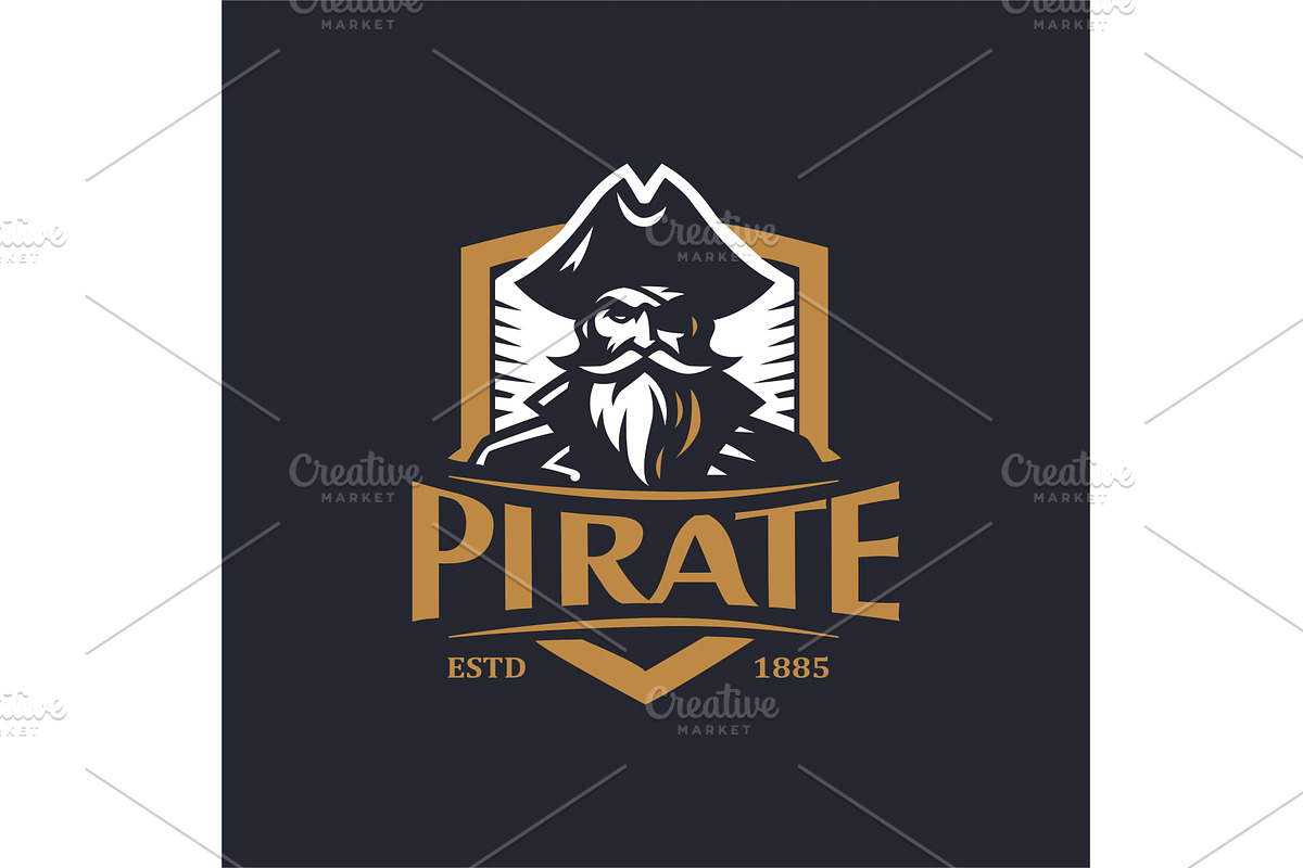 lustrate a emblem-style pirate ship, a Person Illustration by Masterlevsha