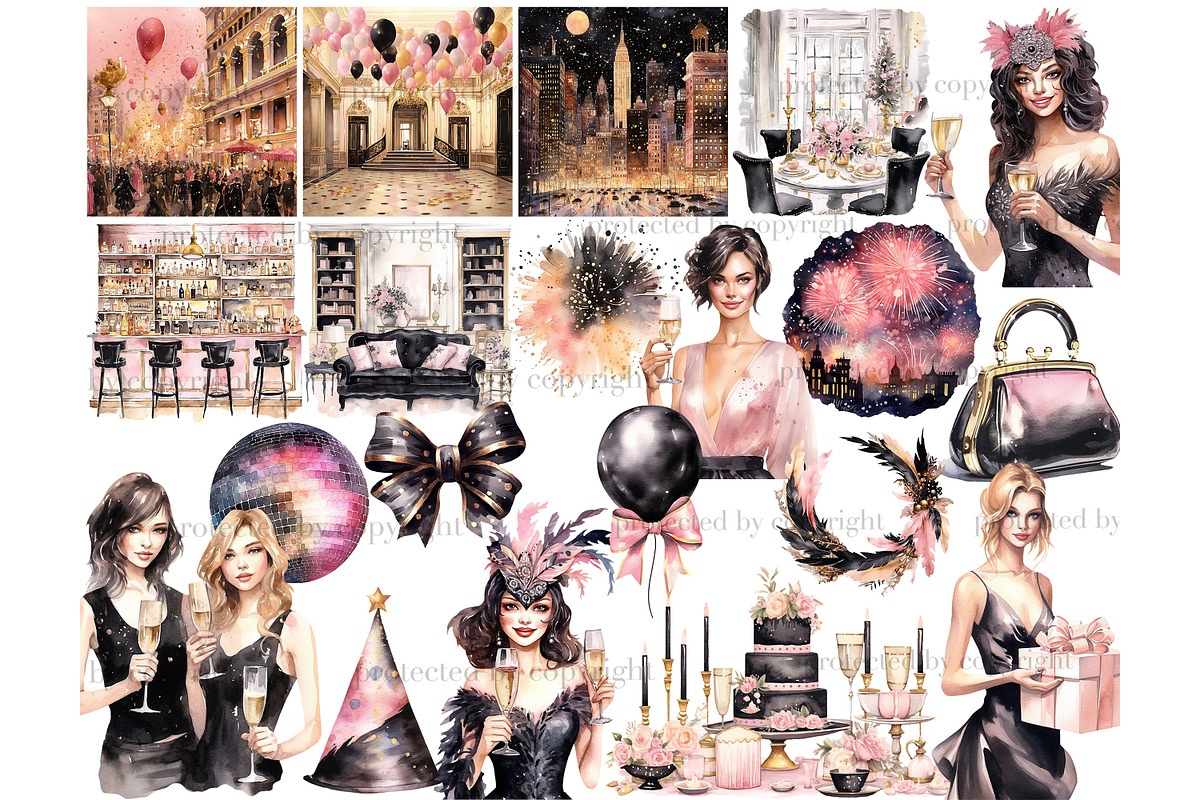Happy New Year Clipart | Fashion, a Person Illustration by GlamArtZhanna (Photo 3 of 5)
