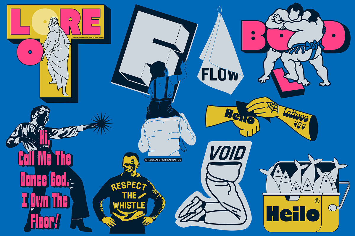 Heilo - Playful Vintage Extrude, a Sans Serif Font by Fateh.Lab (Photo 5 of 17)