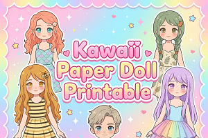 Kawaii Paper Doll Printable, a Person Illustration by Image for Sale
