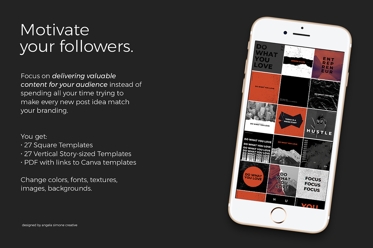 Dark Canva Instagram Posts, a Social Media Template by angela simone creative (Photo 2 of 6)