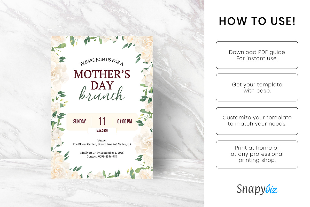 Mother's Day Brunch Invitations, an Invitation Template by Snapybiz (Photo 5 of 10)