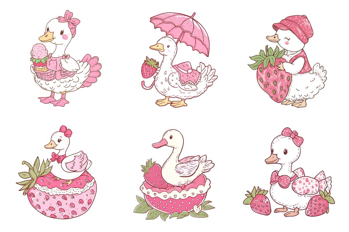 Strawberry Summer Goose Clipart, an Illustration by SinaCreation (Photo 4 of 11)