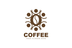 Coffee Bean Drink Logo Design Icon