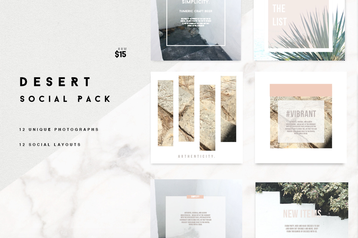 Desert Instagram Pack 12 layouts, a Social Media Template by Aloha Philly (Photo 1 of 4)