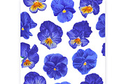 Blue Pansies Seamless Pattern, a Pattern Graphic by MarynaPetrovska (Thumbnail 2 of 11)