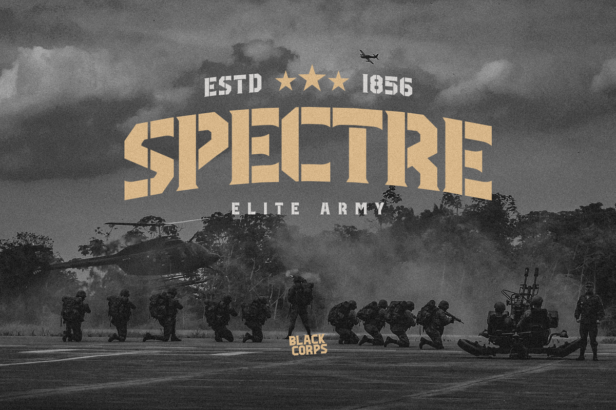 Black Corps - Military Serif Font, a Serif Font by Pixesia Studio (Photo 4 of 15)