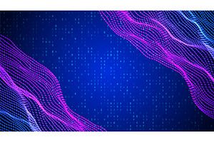 Abstract Wave Pattern With Dot. Blue, an Illustration by Holo Art