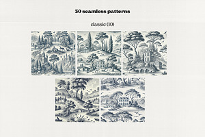 French Toile Seamless Patterns