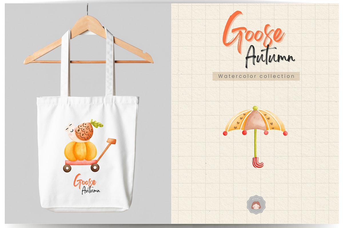 Goose Autumn Watercolor Clipart, an Illustration by Apixsala (Photo 10 of 10)