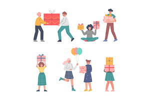 Teenage Boys and Girls Giving, a Person Illustration by TopVectors