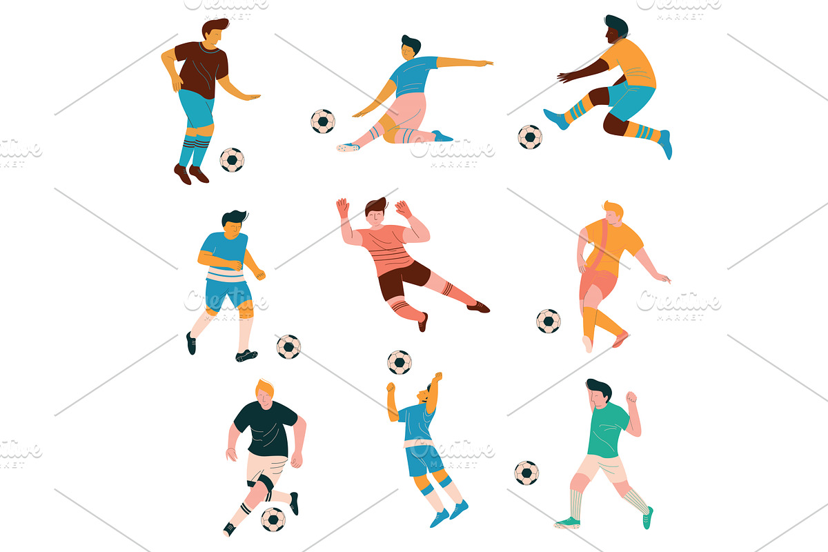 Soccer Players Set, Male Footballer, a Sport Illustration by TopVectors