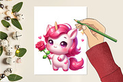 Cute pink baby unicorn, an Illustration by RobertsArt (Thumbnail 6 of 7)