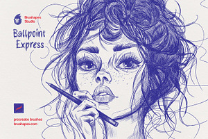 Procreate Ballpoint Pen Brushes, a Brush Add-On by brushapes.com
