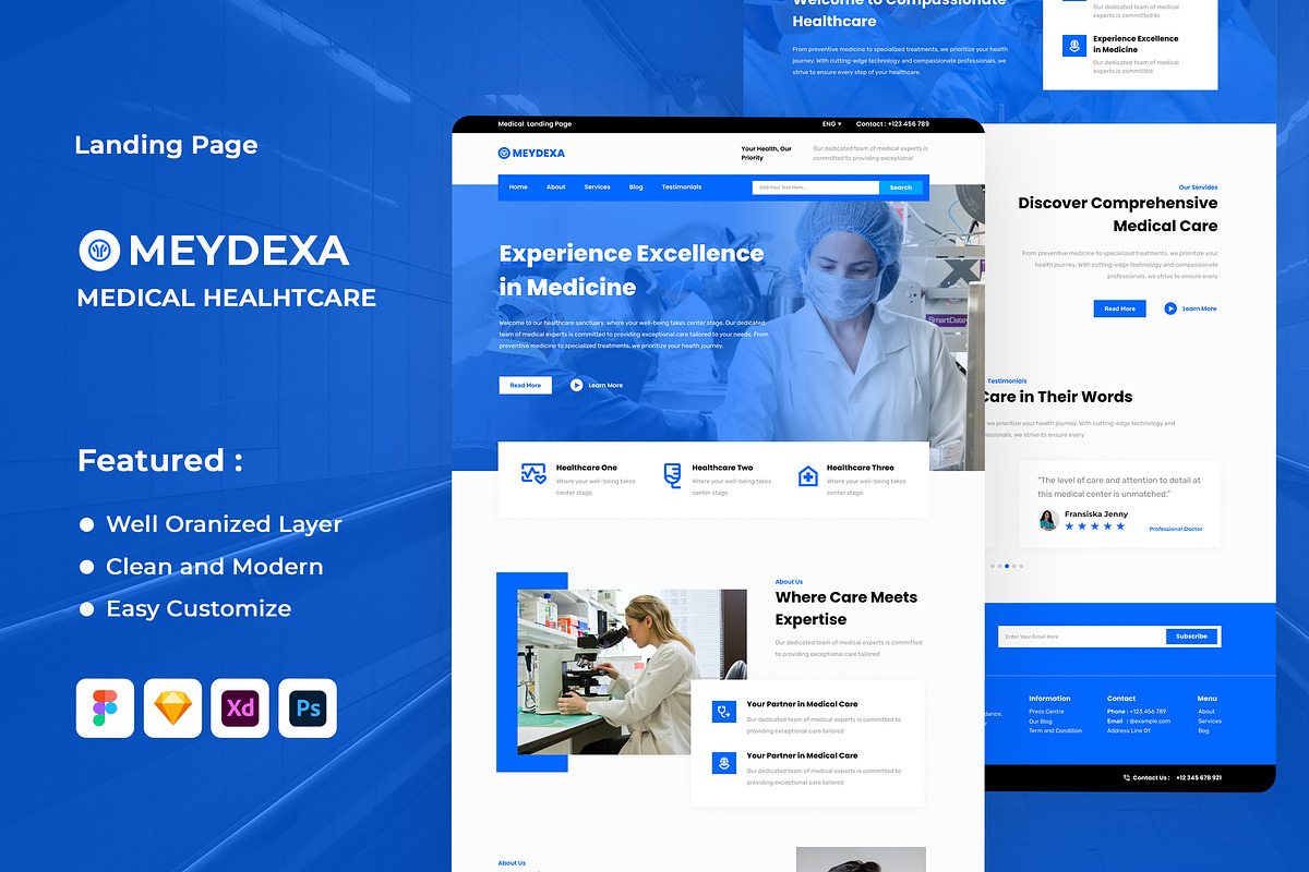 Medical Healthcare Landing Page, an UI Kit Template by ENATIVE (Photo 1 of 4)
