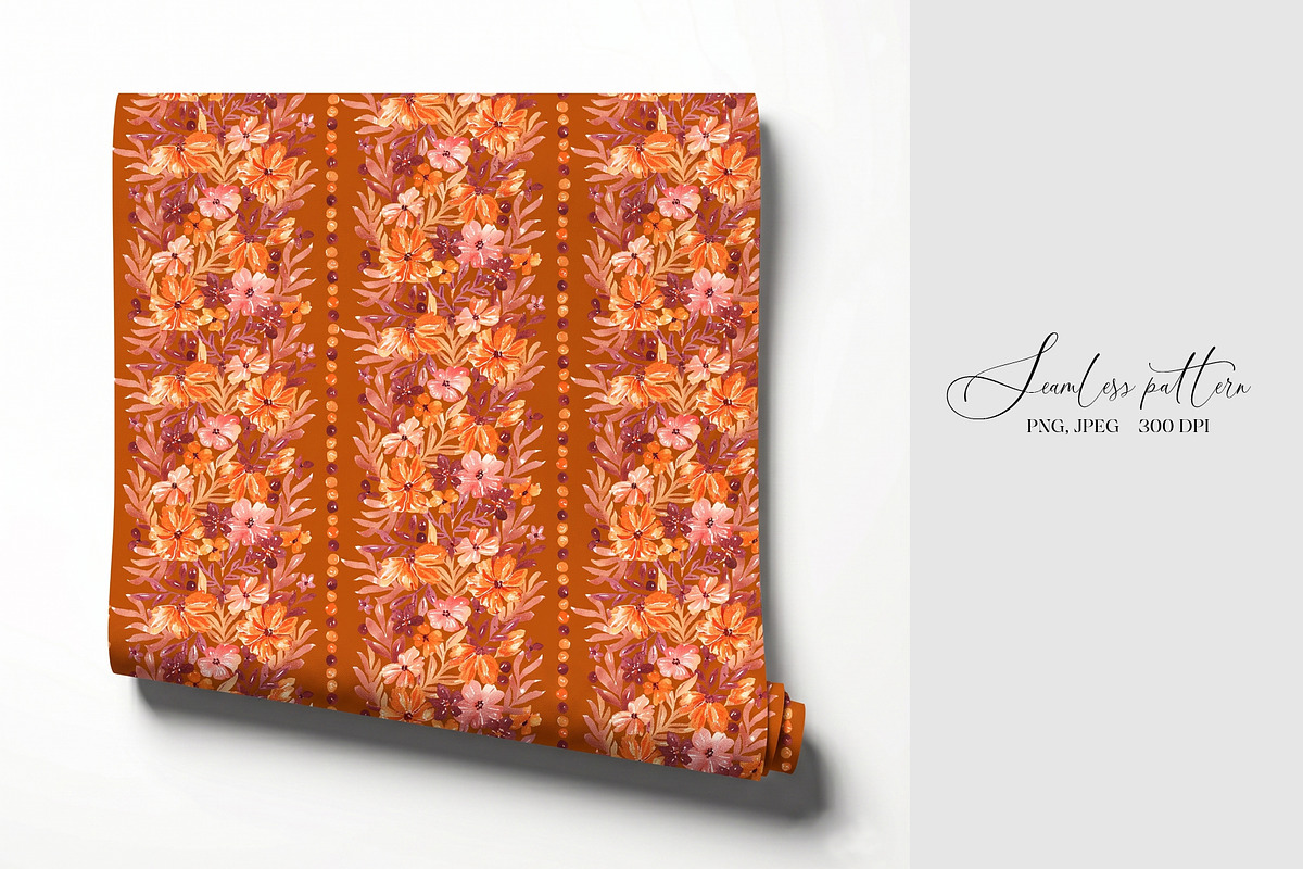 Vertical Fall Flora Seamless pattern, a Pattern Graphic by SirenaArt (Photo 15 of 16)