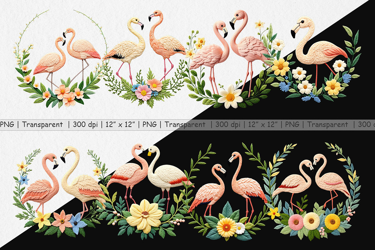 Flamingo Embroidery Clipart, a Graphic by Artnoy (Photo 2 of 5)