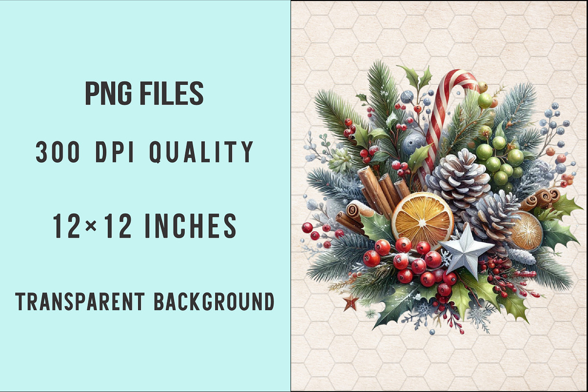 Rustic Christmas Clipart Bundle, a Work Illustration by SinaCreation (Photo 2 of 5)