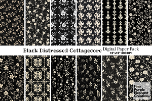 Black Distressed Cottagecore Shabby