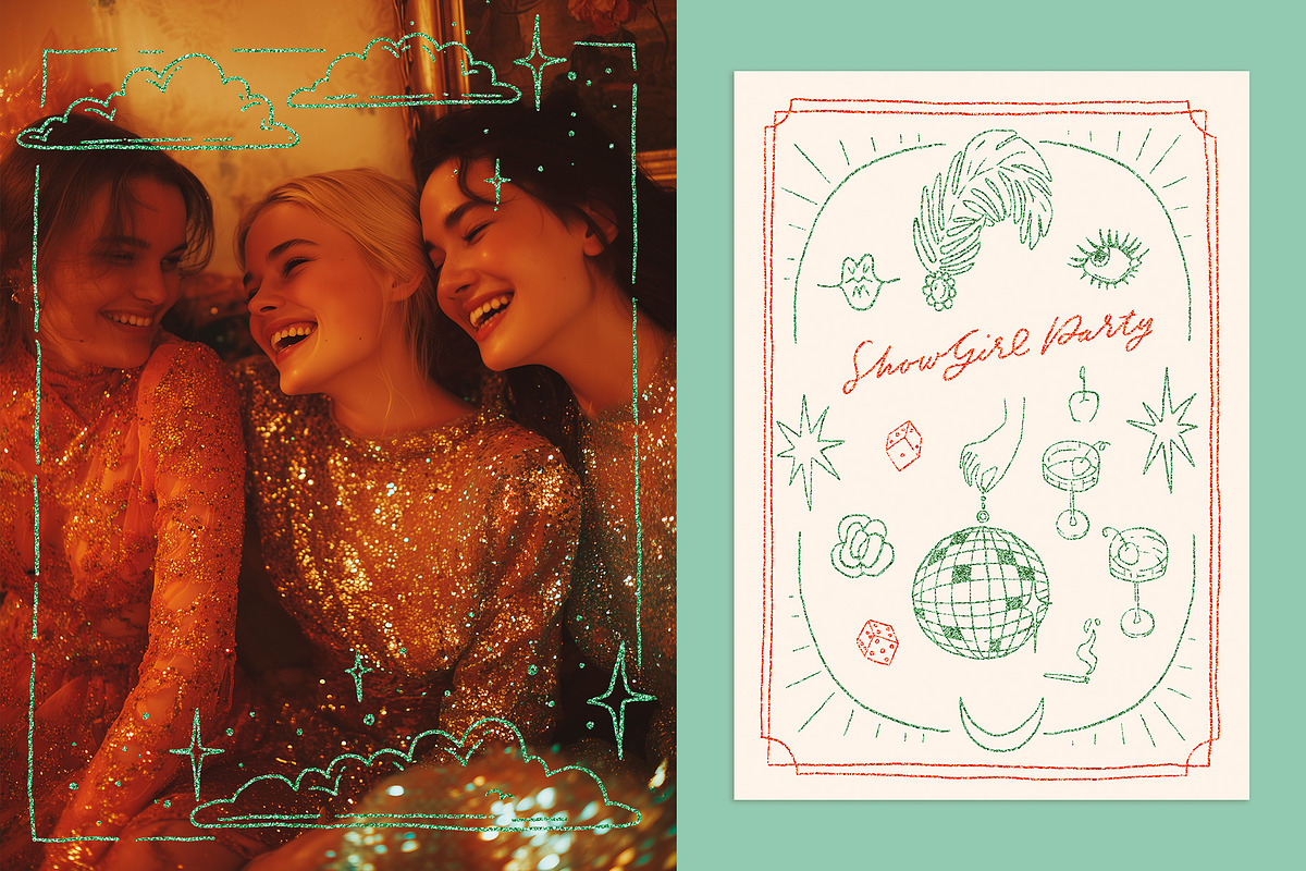 Showgirl Era sparkling party clipart, a Decorative Illustration by Cute Atelier (Photo 4 of 13)