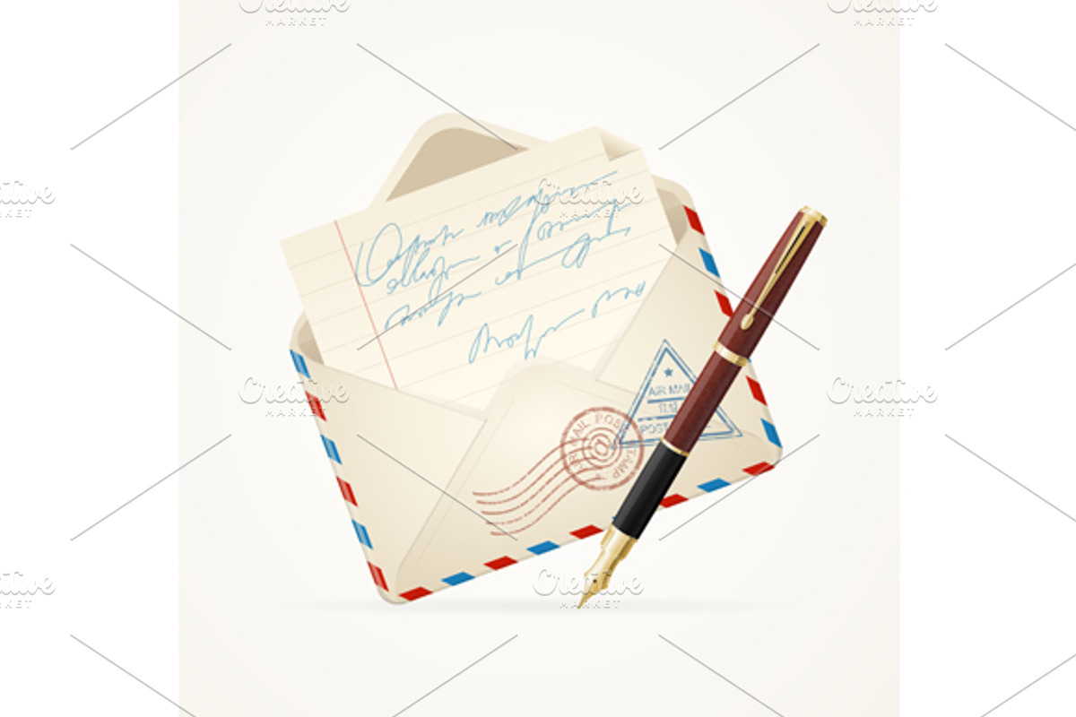 Letter Mail Vintage Set. Vector, an Illustration by Vector and Templates