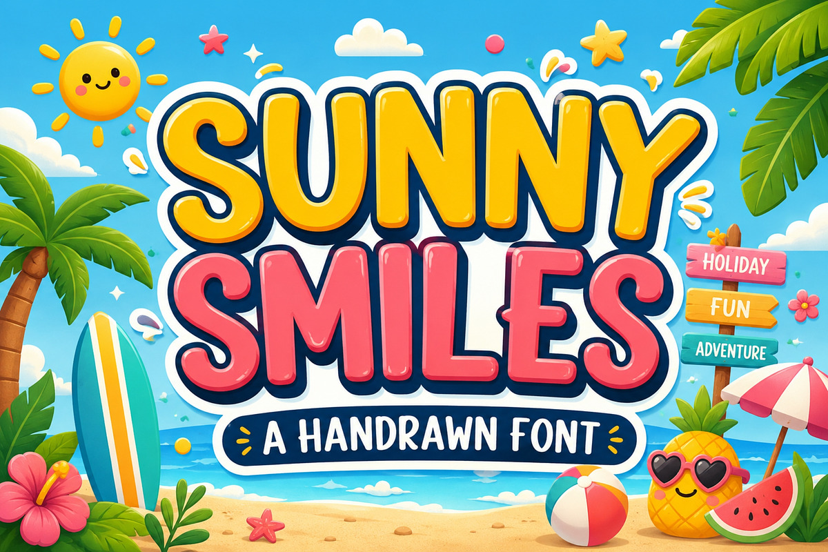 Sunny Smiles - Handwritten Fonts, a Sans Serif Font by Limited.studio (Photo 1 of 7)